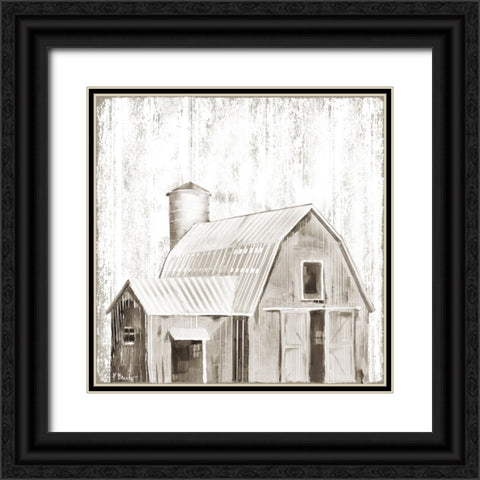 White Wood Barn III Black Ornate Wood Framed Art Print with Double Matting by Brent, Paul