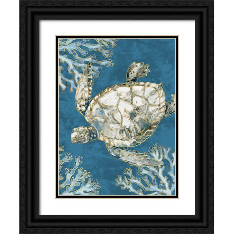 Playa Sealife Vertical I - Indigo Black Ornate Wood Framed Art Print with Double Matting by Brent, Paul