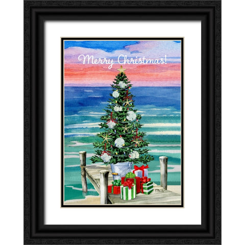 Christmas Tree Dock Black Ornate Wood Framed Art Print with Double Matting by Brent, Paul