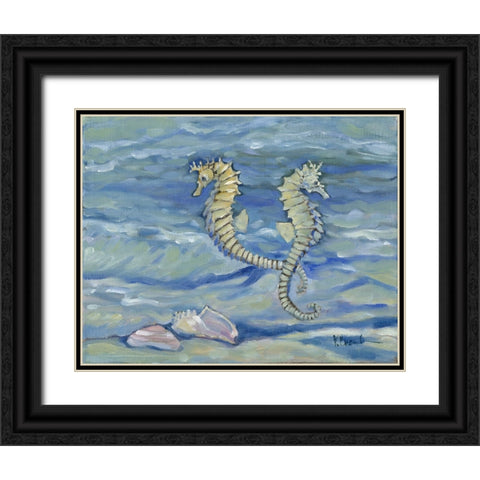 East Point Seahorses Black Ornate Wood Framed Art Print with Double Matting by Brent, Paul