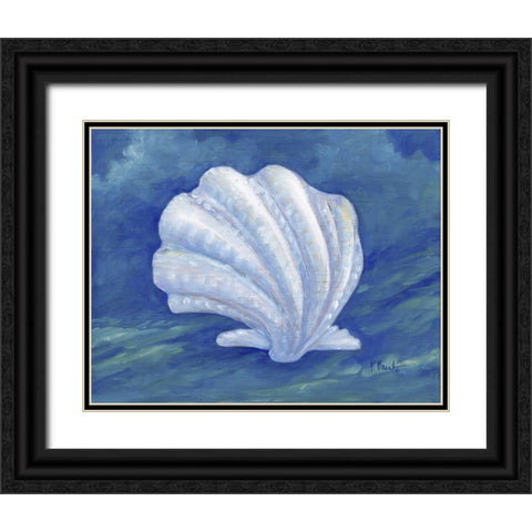 Impressions of Shells IV - Scallop - Indigo Black Ornate Wood Framed Art Print with Double Matting by Brent, Paul