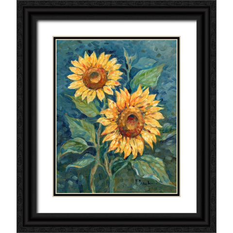 Impressions of Sunflowers I Black Ornate Wood Framed Art Print with Double Matting by Brent, Paul