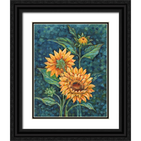 Impressions of Sunflowers IV Black Ornate Wood Framed Art Print with Double Matting by Brent, Paul