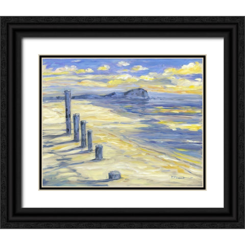 Pilings on the Beach Black Ornate Wood Framed Art Print with Double Matting by Brent, Paul
