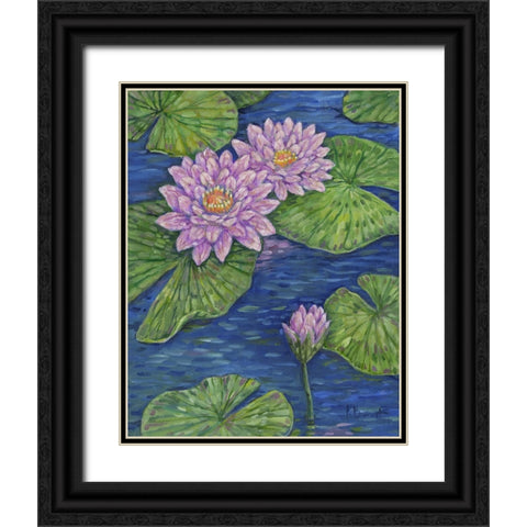 Impressions of Water Lilies I Black Ornate Wood Framed Art Print with Double Matting by Brent, Paul