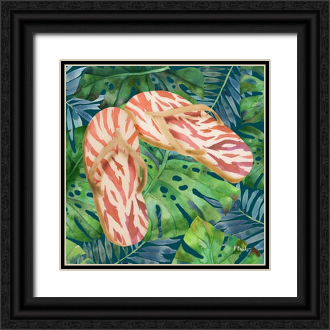 Animal Print Flip Flops IV Black Ornate Wood Framed Art Print with Double Matting by Brent, Paul