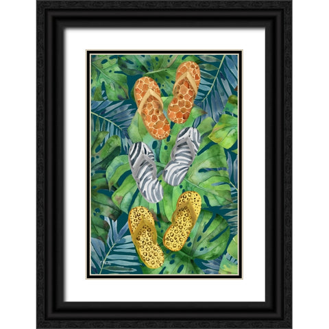 Animal Print Flip Flops Vertical I Black Ornate Wood Framed Art Print with Double Matting by Brent, Paul
