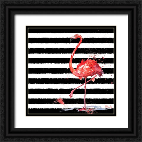 Flamingo Splash II Black Ornate Wood Framed Art Print with Double Matting by Brent, Paul