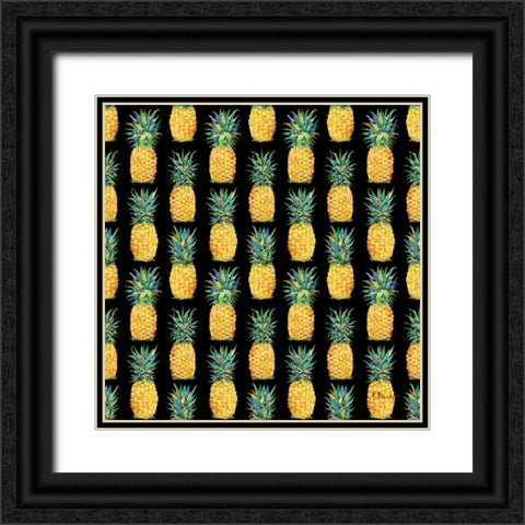 Kona Pineapple Repeat I - Black Black Ornate Wood Framed Art Print with Double Matting by Brent, Paul
