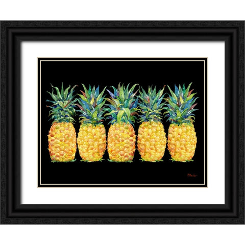 Kona Pineapple Horizontal - Black Black Ornate Wood Framed Art Print with Double Matting by Brent, Paul