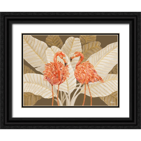 Martinique Flamingo Horizontal - Palms Black Ornate Wood Framed Art Print with Double Matting by Brent, Paul