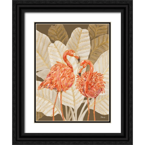 Martinique Flamingos Vertical - Palms Black Ornate Wood Framed Art Print with Double Matting by Brent, Paul