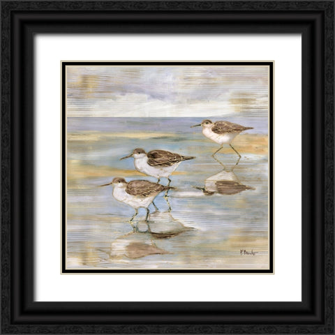 Golden Sandpipers II Black Ornate Wood Framed Art Print with Double Matting by Brent, Paul