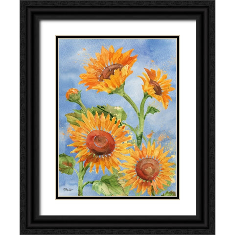 Arianna Sunflowers Vertical Black Ornate Wood Framed Art Print with Double Matting by Brent, Paul