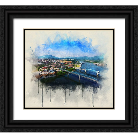 Aerial 7 Watercolor Black Ornate Wood Framed Art Print with Double Matting by Lee, Rachel