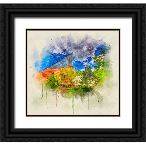 Aquarium 2 HDR Watercolor Black Ornate Wood Framed Art Print with Double Matting by Lee, Rachel