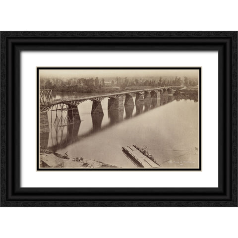 Army Bridge Chattanooga 1861 Black Ornate Wood Framed Art Print with Double Matting by Lee, Rachel