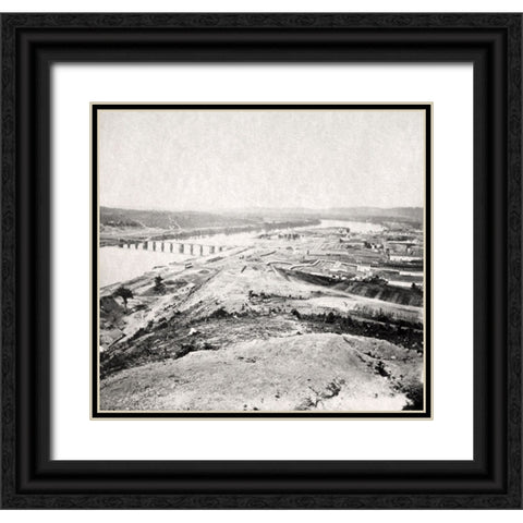 Army Bridge Chattanooga 1864 Black Ornate Wood Framed Art Print with Double Matting by Lee, Rachel