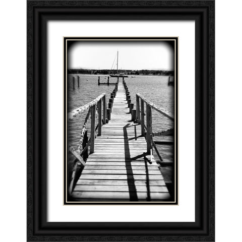 Beach 28 BW Holga Black Ornate Wood Framed Art Print with Double Matting by Lee, Rachel