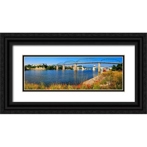 Bridge Poppies Color Black Ornate Wood Framed Art Print with Double Matting by Lee, Rachel