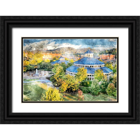 Carousel Watercolor Black Ornate Wood Framed Art Print with Double Matting by Lee, Rachel