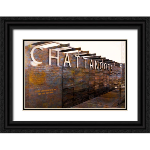 Chatt Pier Sign Lucky Enough Black Ornate Wood Framed Art Print with Double Matting by Lee, Rachel