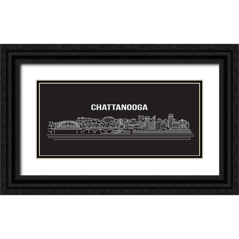 Chattanooga Abstract Drawing Black Ornate Wood Framed Art Print with Double Matting by Lee, Rachel