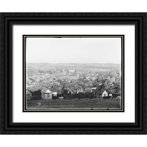 Chattanooga from Cameron Hill 1902 Black Ornate Wood Framed Art Print with Double Matting by Lee, Rachel
