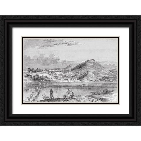 Chattanooga from North Bank of River 1894 Black Ornate Wood Framed Art Print with Double Matting by Lee, Rachel
