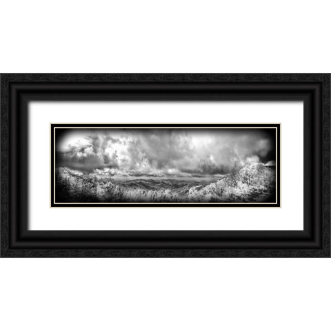 Cherohala Pano BW Holga Black Ornate Wood Framed Art Print with Double Matting by Lee, Rachel