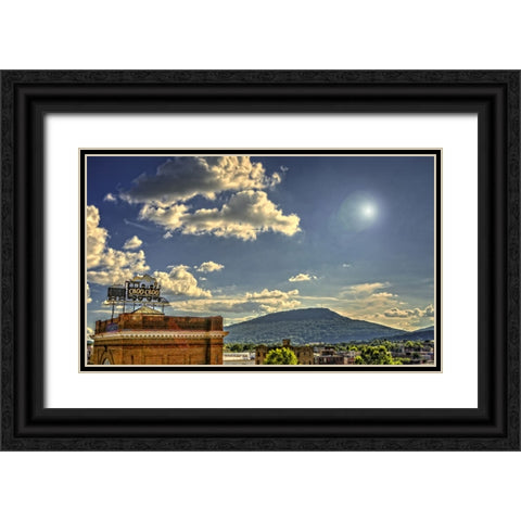 Choo Choo And Lookout Black Ornate Wood Framed Art Print with Double Matting by Lee, Rachel