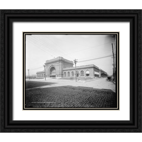 Choo Choo Hotel Antique Black Ornate Wood Framed Art Print with Double Matting by Lee, Rachel