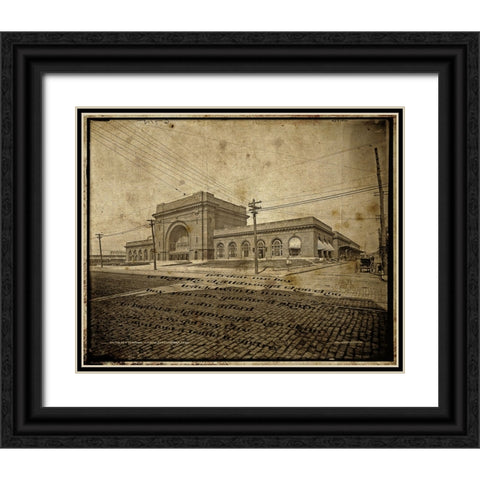 Choo Choo Hotel Antique with Lyrics Black Ornate Wood Framed Art Print with Double Matting by Lee, Rachel