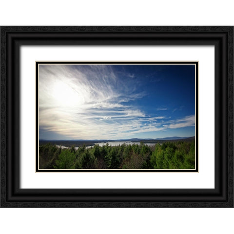 Clouds Trees Lake Black Ornate Wood Framed Art Print with Double Matting by Lee, Rachel