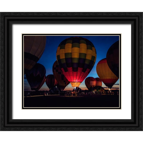 Hot Air Balloon 3 Black Ornate Wood Framed Art Print with Double Matting by Lee, Rachel