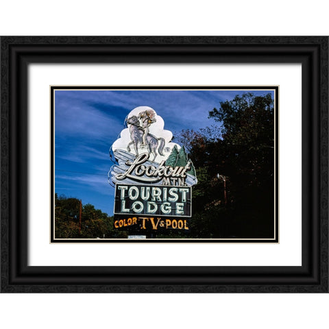 Lookout Mountain Tourist Lodge Sign 1980 Horizontal Black Ornate Wood Framed Art Print with Double Matting by Lee, Rachel