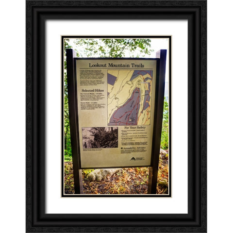 Lookout Mountain Trails Sign Black Ornate Wood Framed Art Print with Double Matting by Lee, Rachel