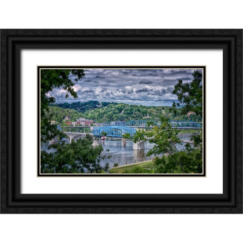 Market Bridge From Cameron Hill Black Ornate Wood Framed Art Print with Double Matting by Lee, Rachel
