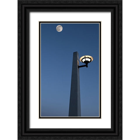 Market Lamp and Moon Black Ornate Wood Framed Art Print with Double Matting by Lee, Rachel
