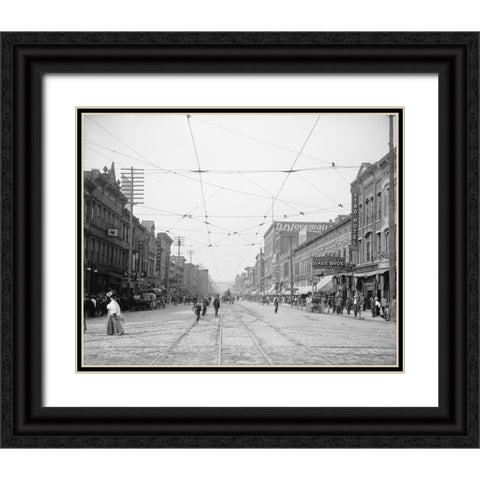 Market Square Chattanooga 1907 Black Ornate Wood Framed Art Print with Double Matting by Lee, Rachel