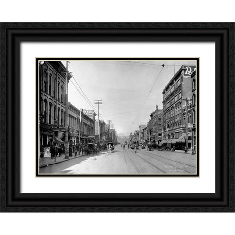 Market Street 1907 Black Ornate Wood Framed Art Print with Double Matting by Lee, Rachel