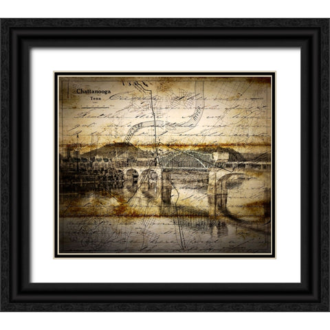 Market To Lookout Textured w Writing Black Ornate Wood Framed Art Print with Double Matting by Lee, Rachel