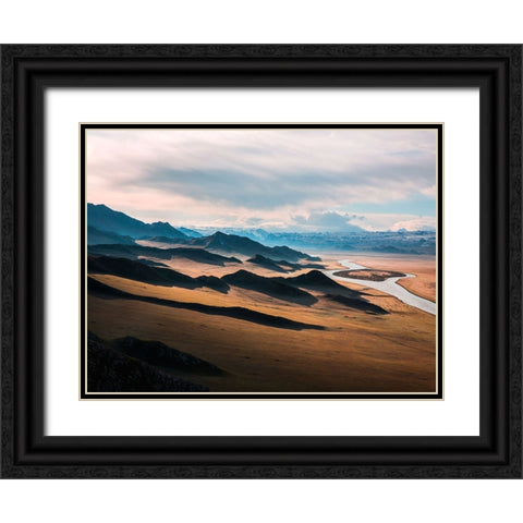 Mountain View 45 Black Ornate Wood Framed Art Print with Double Matting by Lee, Rachel