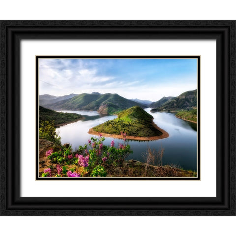 Mountain View 46 Black Ornate Wood Framed Art Print with Double Matting by Lee, Rachel