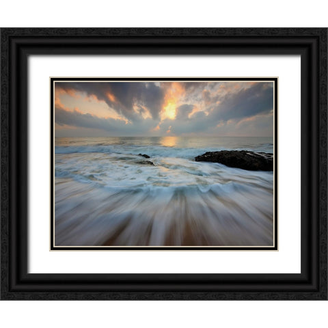 Ocean 25 Black Ornate Wood Framed Art Print with Double Matting by Lee, Rachel