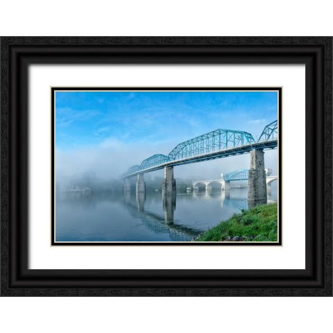 Peaceful River View Black Ornate Wood Framed Art Print with Double Matting by Lee, Rachel