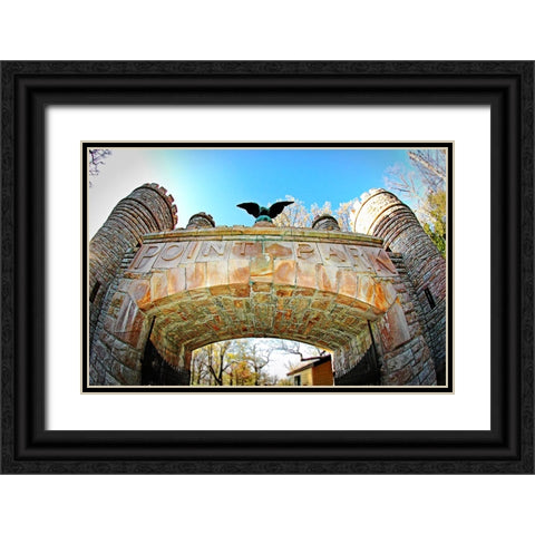 Point Park Gate Black Ornate Wood Framed Art Print with Double Matting by Lee, Rachel