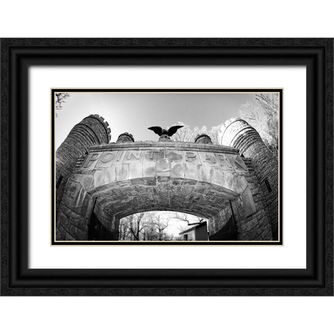 Point Park Gate BW Black Ornate Wood Framed Art Print with Double Matting by Lee, Rachel