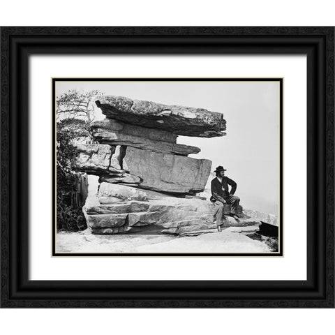 Point Rock 1 Black Ornate Wood Framed Art Print with Double Matting by Lee, Rachel