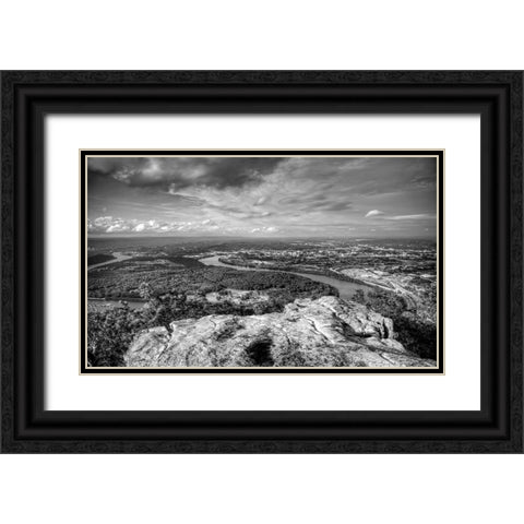 Point Rock View BW Black Ornate Wood Framed Art Print with Double Matting by Lee, Rachel